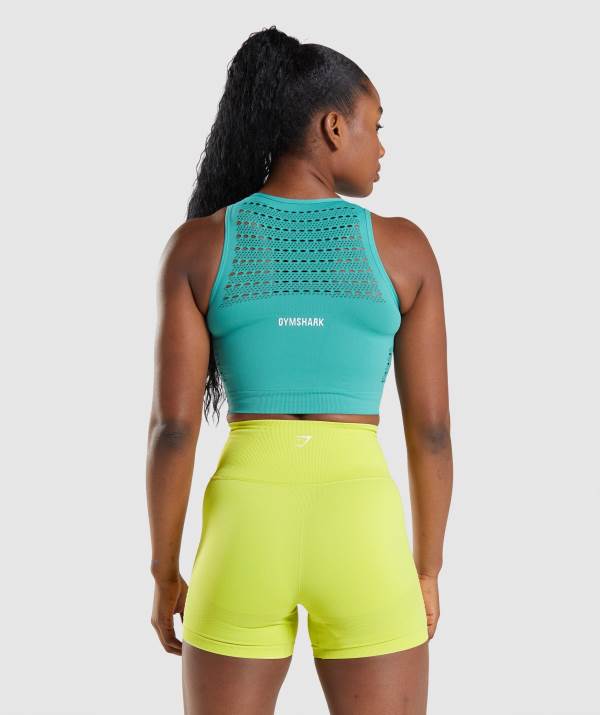 Damske Crop Top Gymshark Energy Seamless Tyrkysové | ZD8640251